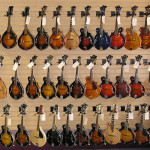 A wall of mandolins (click to view full size)